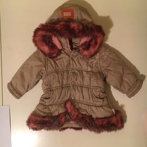 Pampolina Baby Girl Jacket 6/9 Months Parka Hooded Puffer